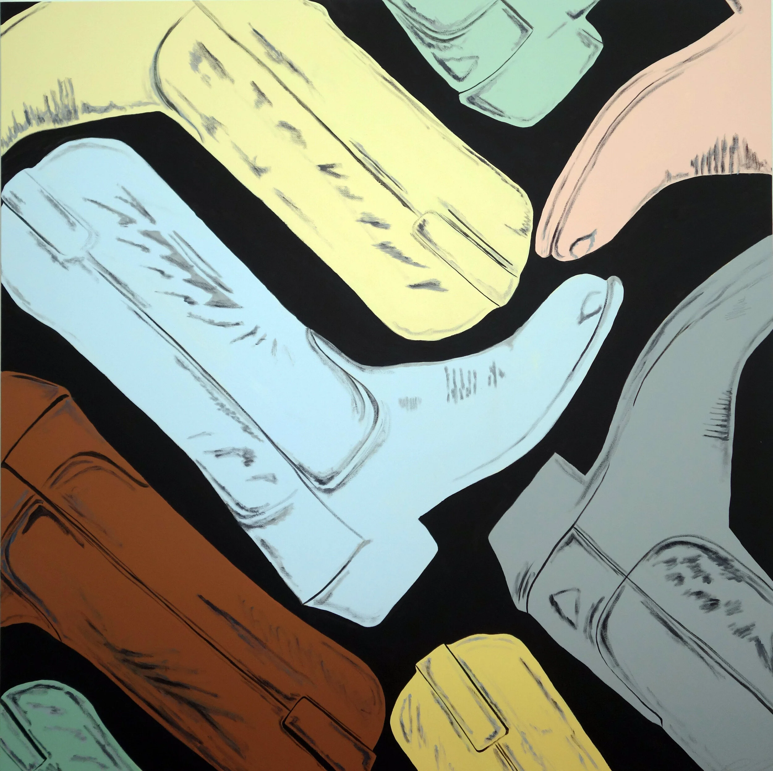Cowgirl Boots Oil & Acrylic on Canvas 48 x 48" 2019 Collected