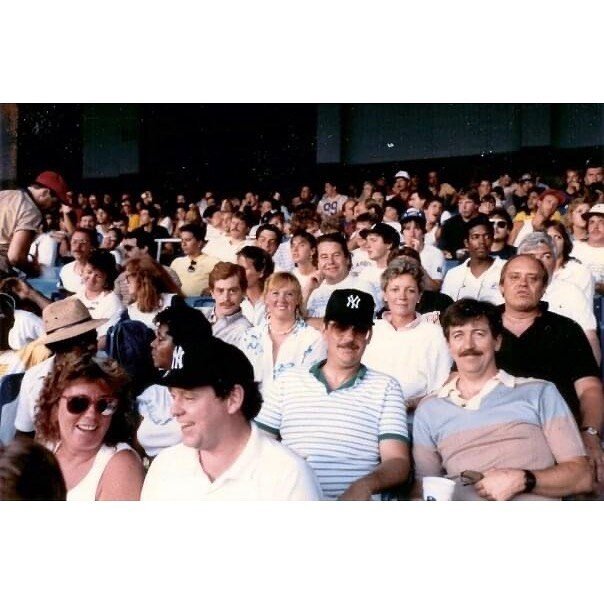 Jeff and Claire front row at the Magic&rsquo;s Pub Annual Yankee trip. Look at that cast of characters!! Jeff behind the bar back in the day when google was your local barmen And he always had the most intel. Loved those days, although your dad worki