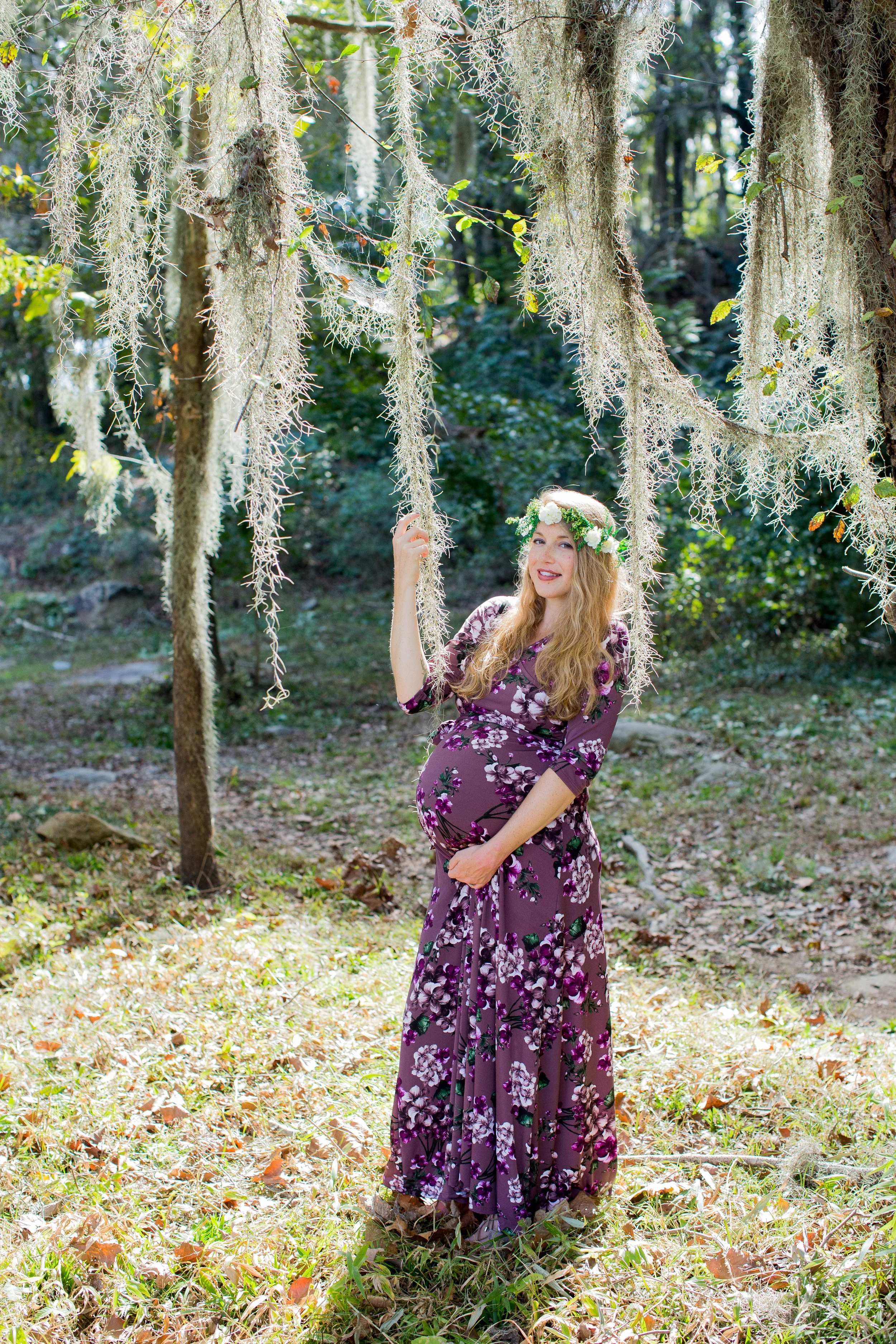 southern romantic floral maternity photo