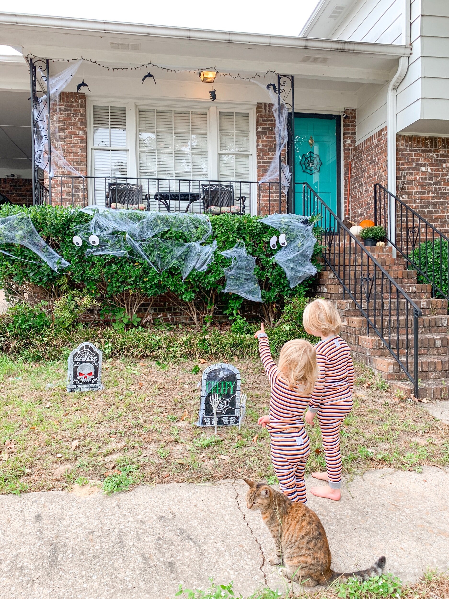 My kids LOVE these Halloween decorations. They don’t care that they’re only $1. They don’t mind that I only spent $13 on this whole spooky, graveyard display. And you certainly won’t see me complaining about it!