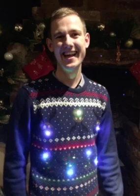 Obligatory shot of Liam in his lit up Christmas jumper!