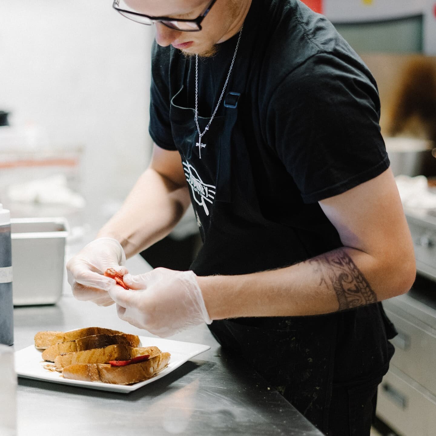 Kyle preparing last week's French Toast special, Strawberry Sage.

We've got a NEW specialty flavor for French Toast Friday tomorrow! Come on in and enjoy a treat with us! 

Served all day until 2PM. 
#journeydowntown #frenchtoastfridays #downtownvac