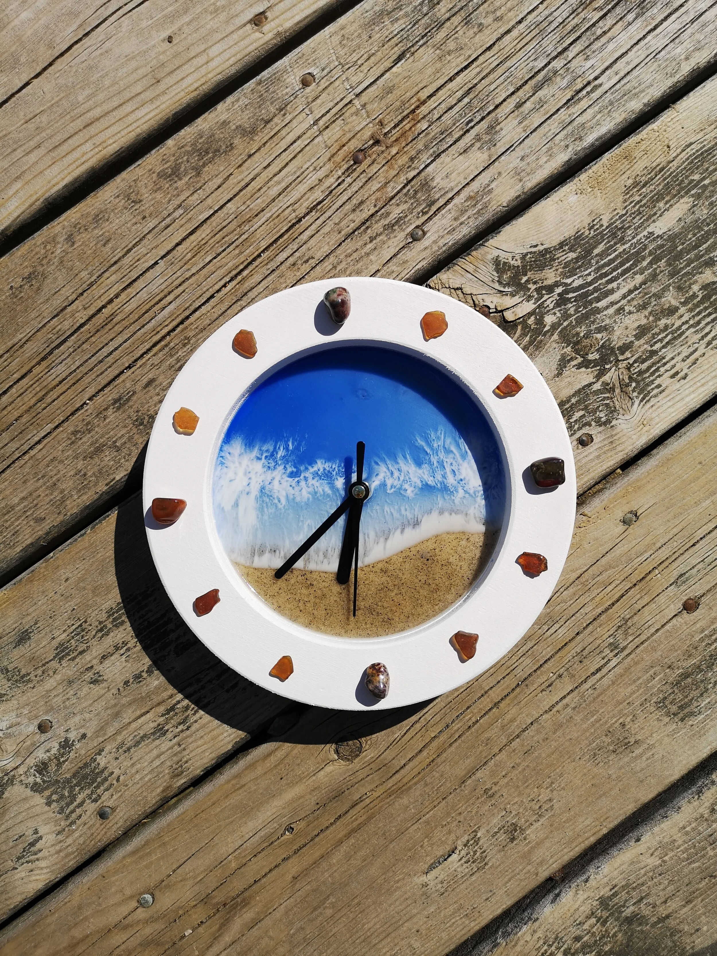Brown Seaglass Clock