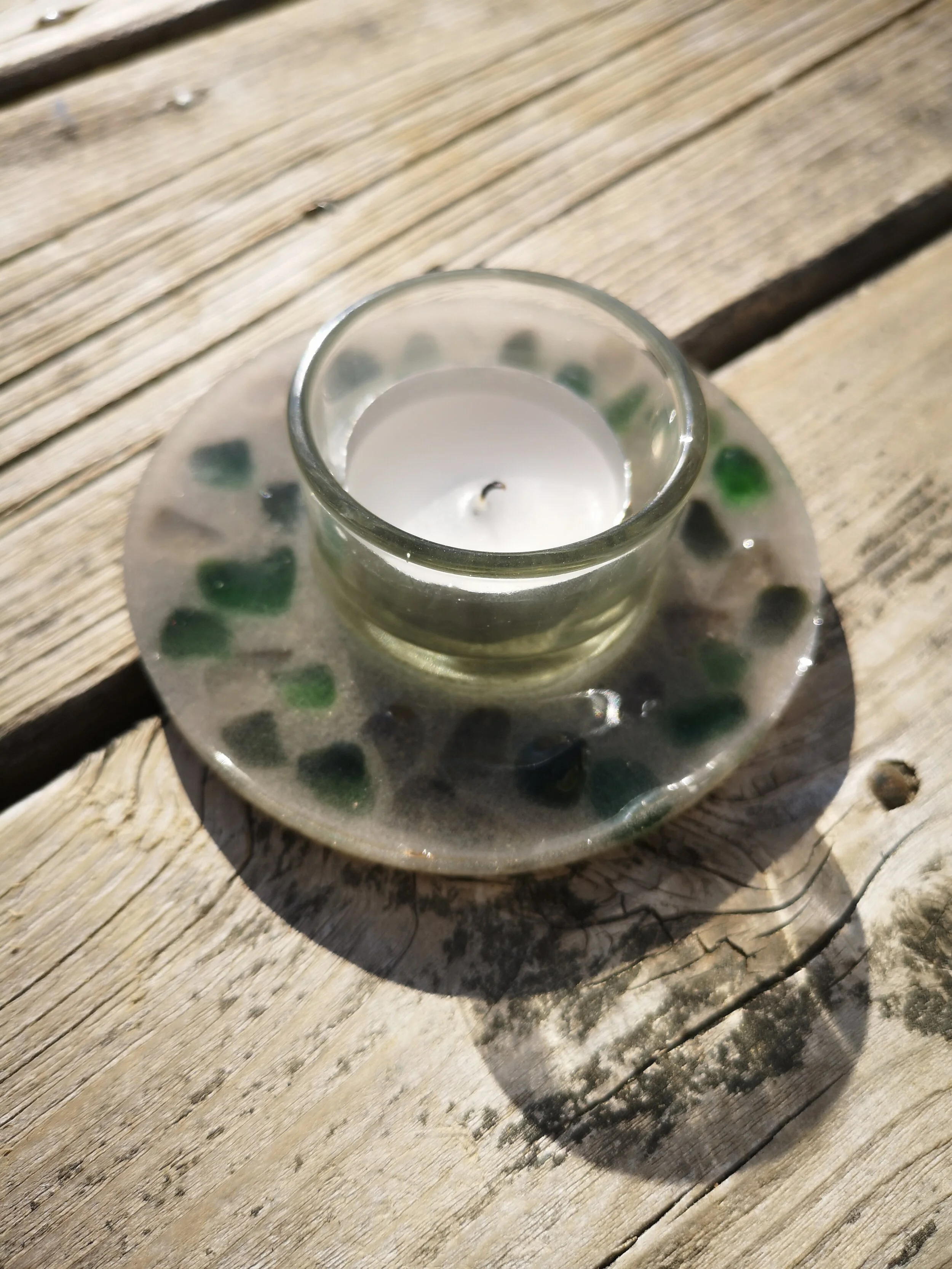Seaglass Resin Tealight Holder
