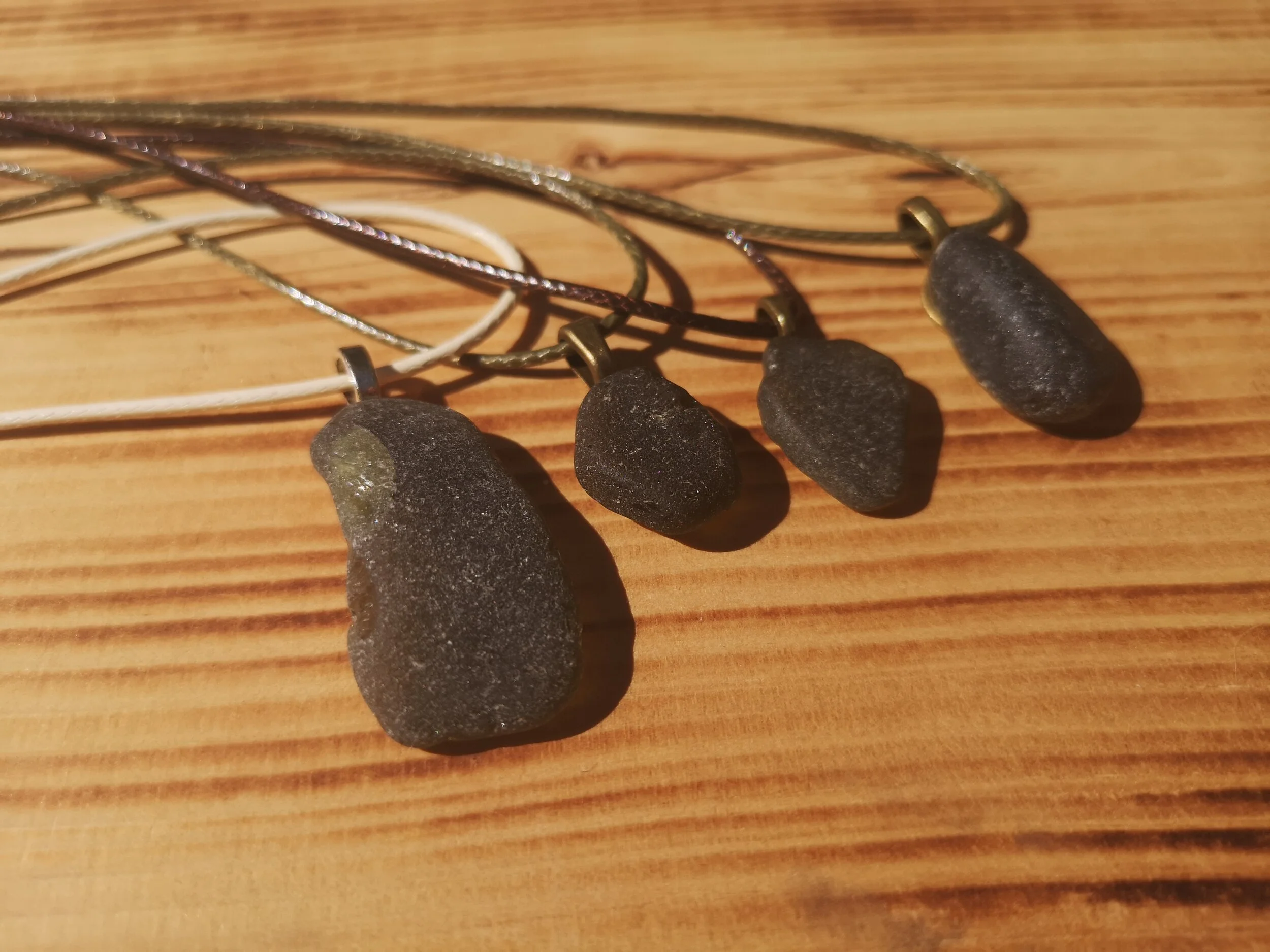 "Black Glass" Seaglass Necklaces