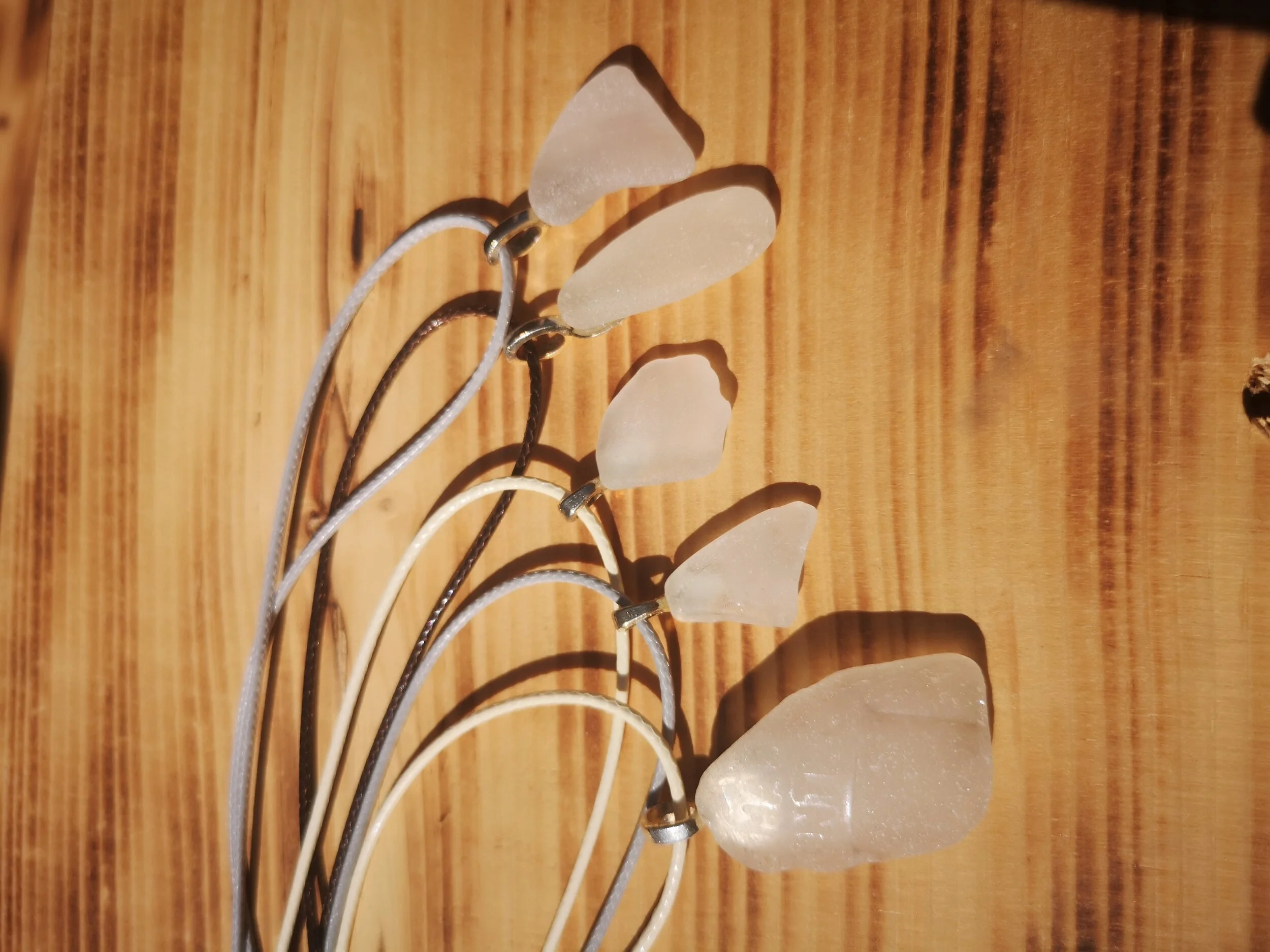 White Seaglass Necklaces