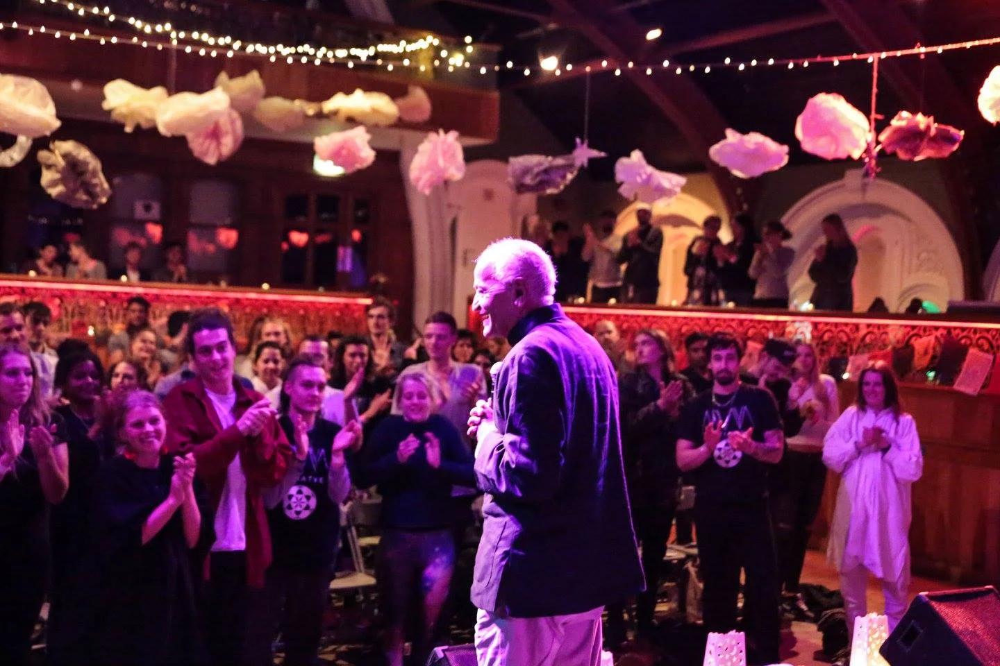 Satish Kumar speaking about ‘Finding Your Purpose’ at our Yoga and Ecology Festival at The Tabernacle in Notting Hill, with vegetarian food by Piccalilli Caff. 5 September 2015.