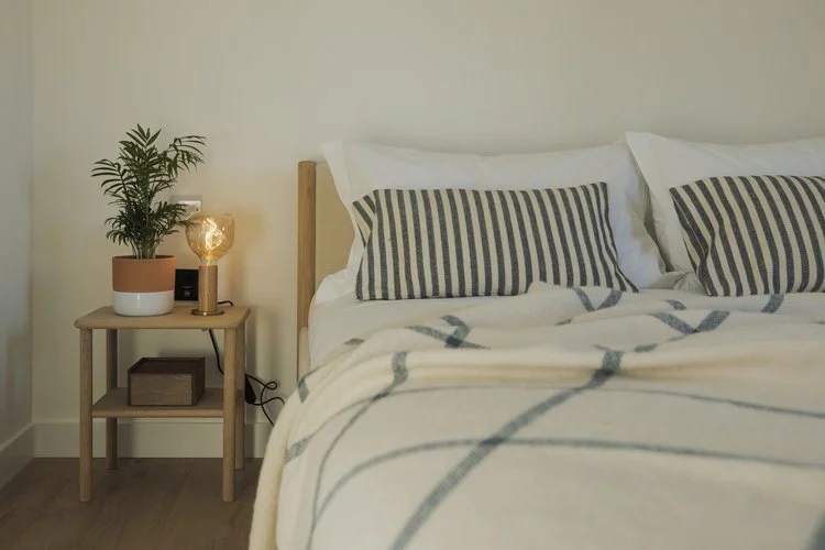 Bedding with striped and checked fabrics