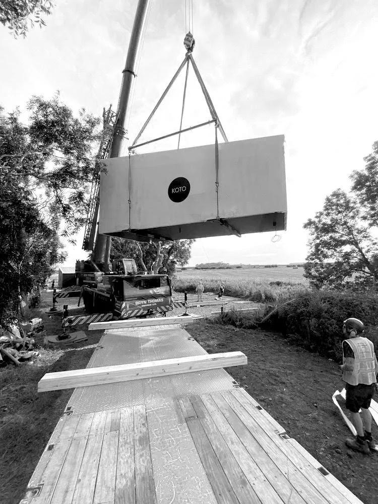 Koto module being craned into position