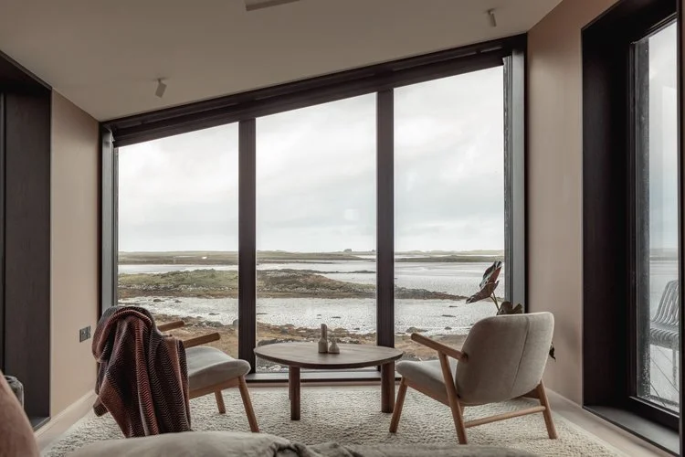 Koto House bedroom overlooking North Uist