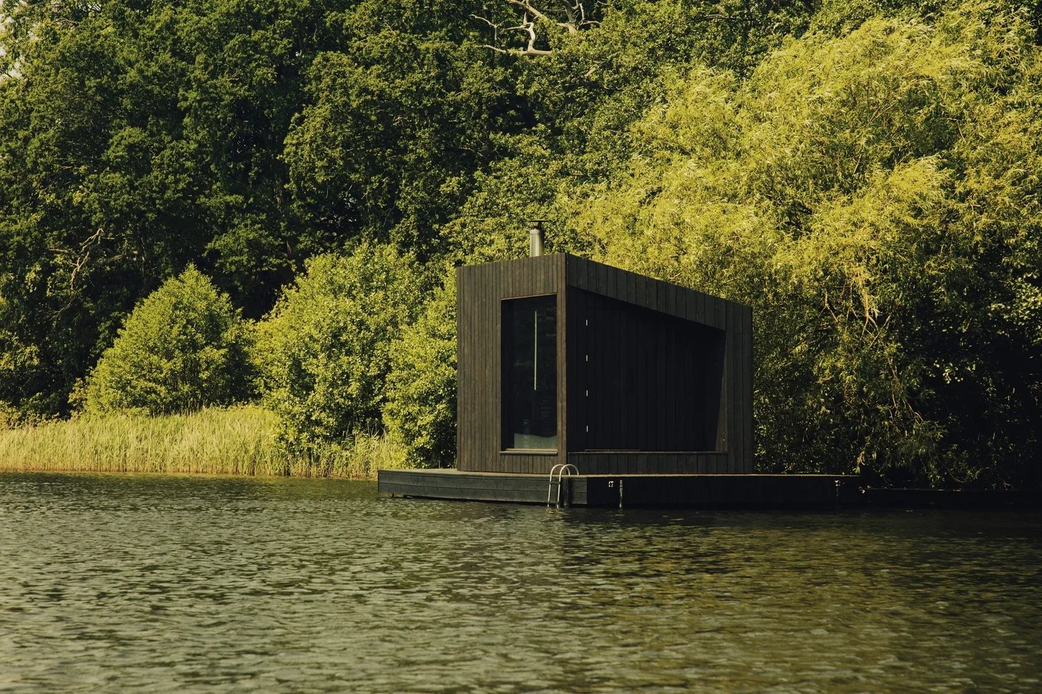 Sauna cabin positioned for privacy on a retreat masterplan