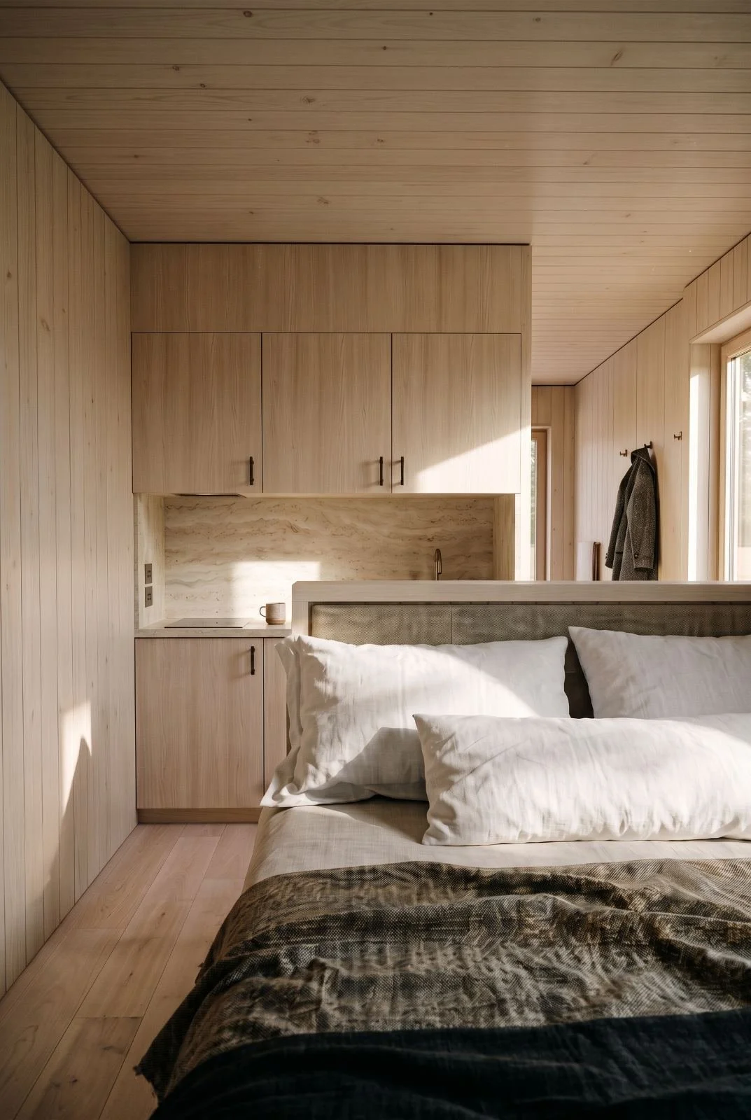 Haku bed and kitchen space
