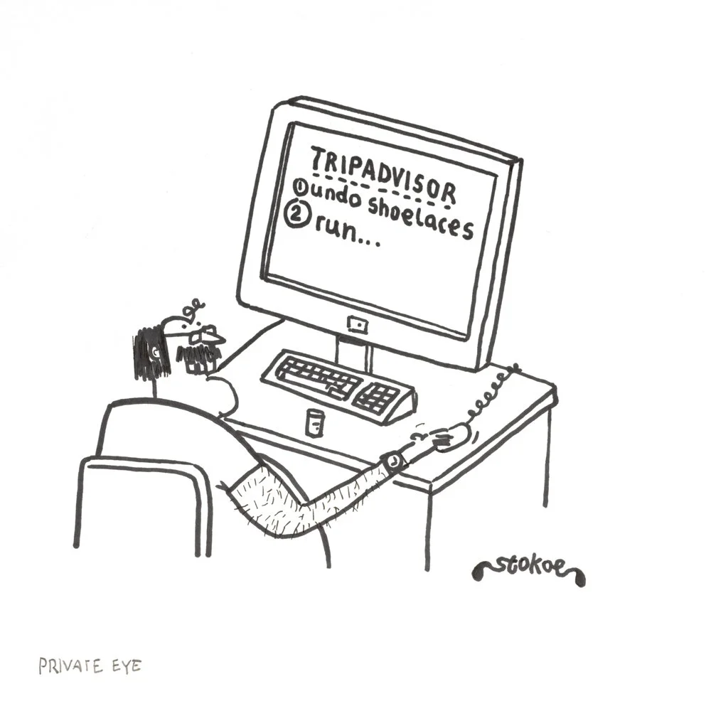 A cartoon drawing of a bottle labeled 'salad cream' with small blue legs and arms, knocking on a dressing room door. The door has a sign saying 'Dressing Room' and the bottle is making knocking sounds. The drawing is simple and humorous.