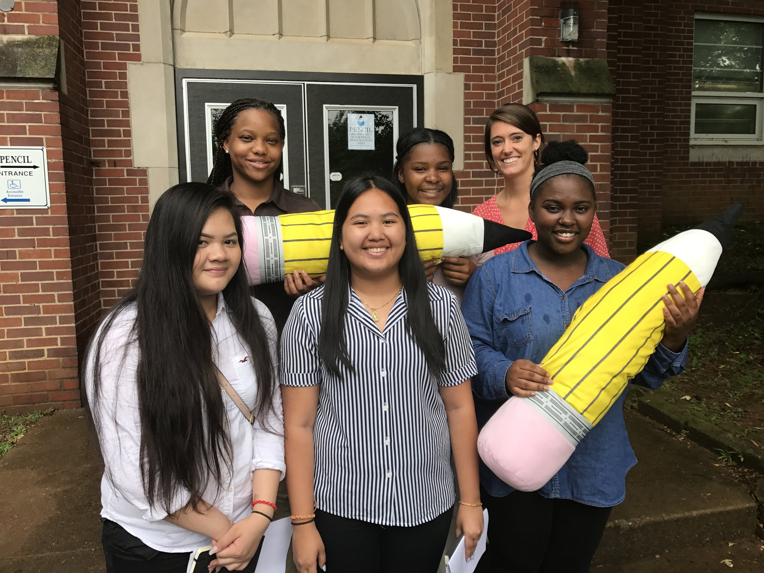 Front row, from left to right - Angela, Emily and Anasha Back row, from left to right - Kiah, Tamya and Tilden