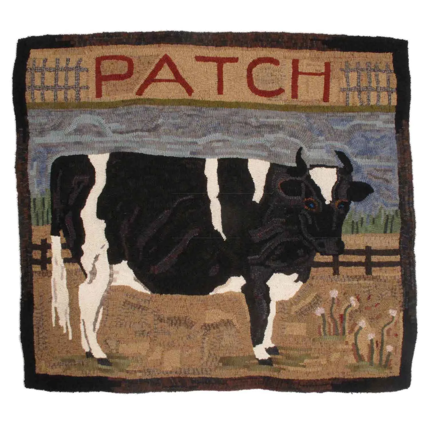 Patch the Ox Hooked Rug