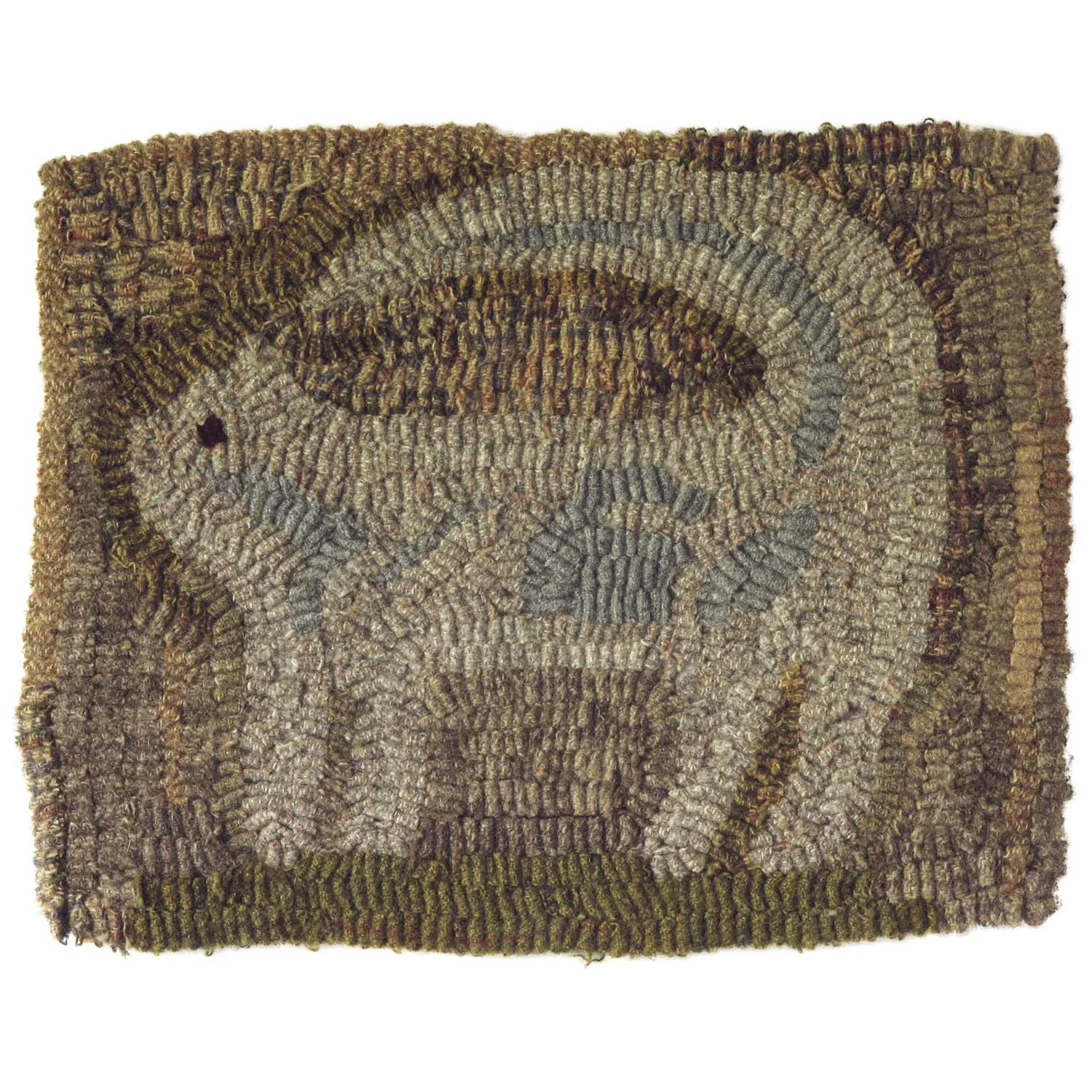 Hooked rug of grey cat