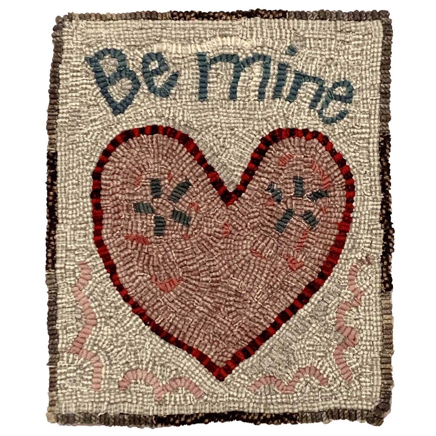 Valentine rugs. Total of 5, last photo is the back of the blue heart. #hookedrugs #handmade #primitive #valentinesday