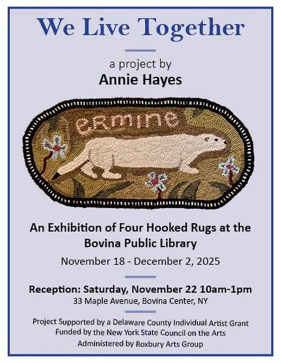 Show coming up! Goes up Tuesday 11/18 and runs through December 2. Reception next Saturday 11/22. Please stop by if you&rsquo;re in the neighborhood! Funded by NYSCA and administered by Roxbury Arts Group #hookedrugs #handmade #maker #craft #roxburry