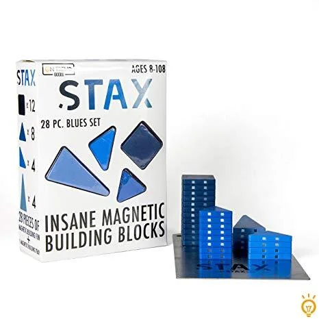STAX: Insane Magnetic Building Blocks, Ages 8-108, purchase it here Looking for the perfect building toy? Look no further than STAX! These insane magnetic building blocks are fun for kids and adults alike and it comes with a magnetic building plate to build and fidget on the go. Check out the wide variety of colors, from blues and greens to pinks and reds.