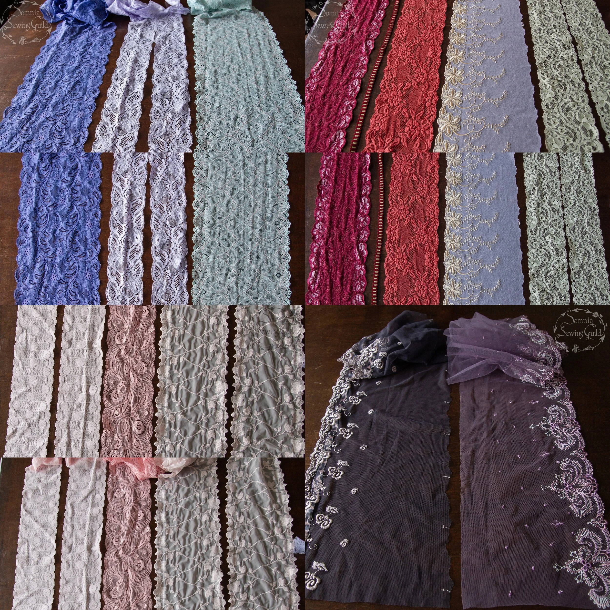 Vintage colour lace bundle, 17 pieces of 1-2 meter, atelier clearance
