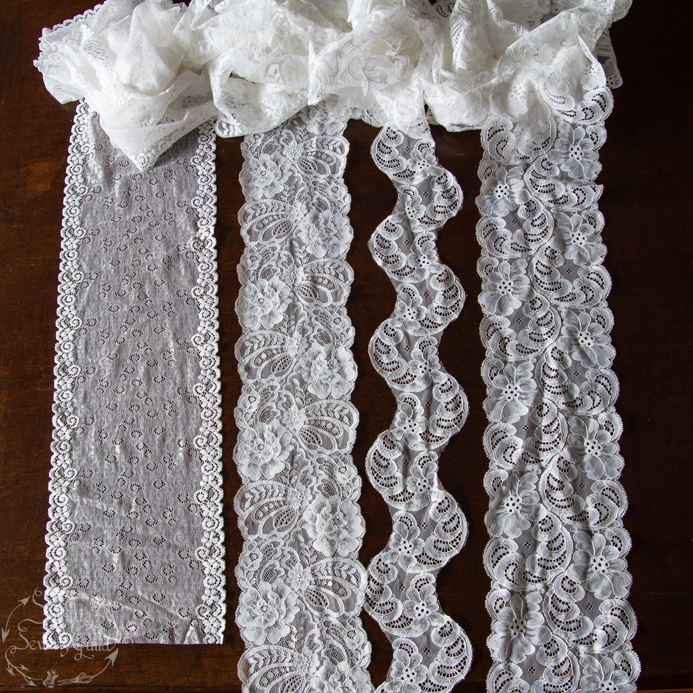 Vintage white lace bundle, lot of 18 pieces, each 2.2-5.5 yards (2-5 meter) atelier clearance