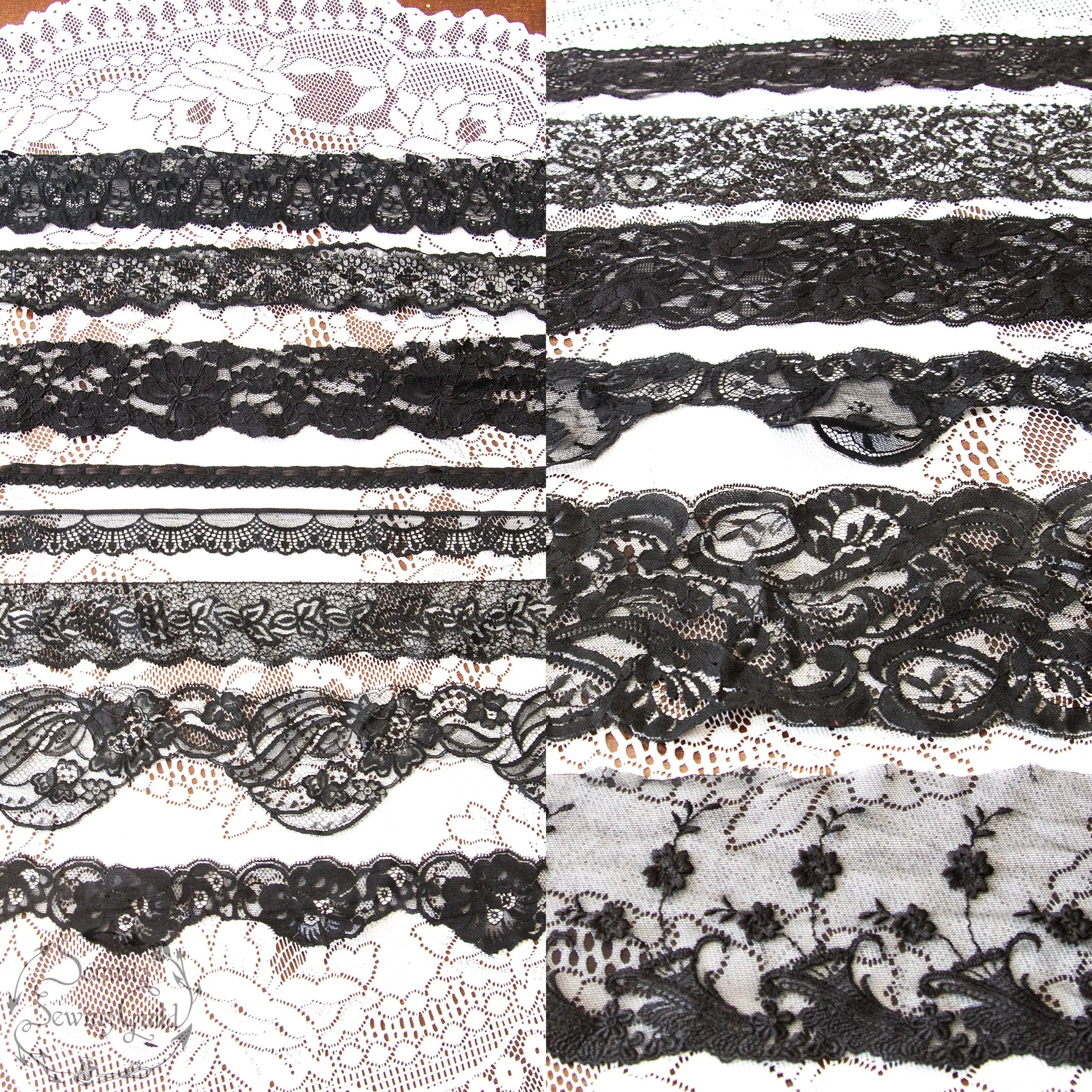 Lace bundle lot of 100 pieces, 0,5-1 meter each