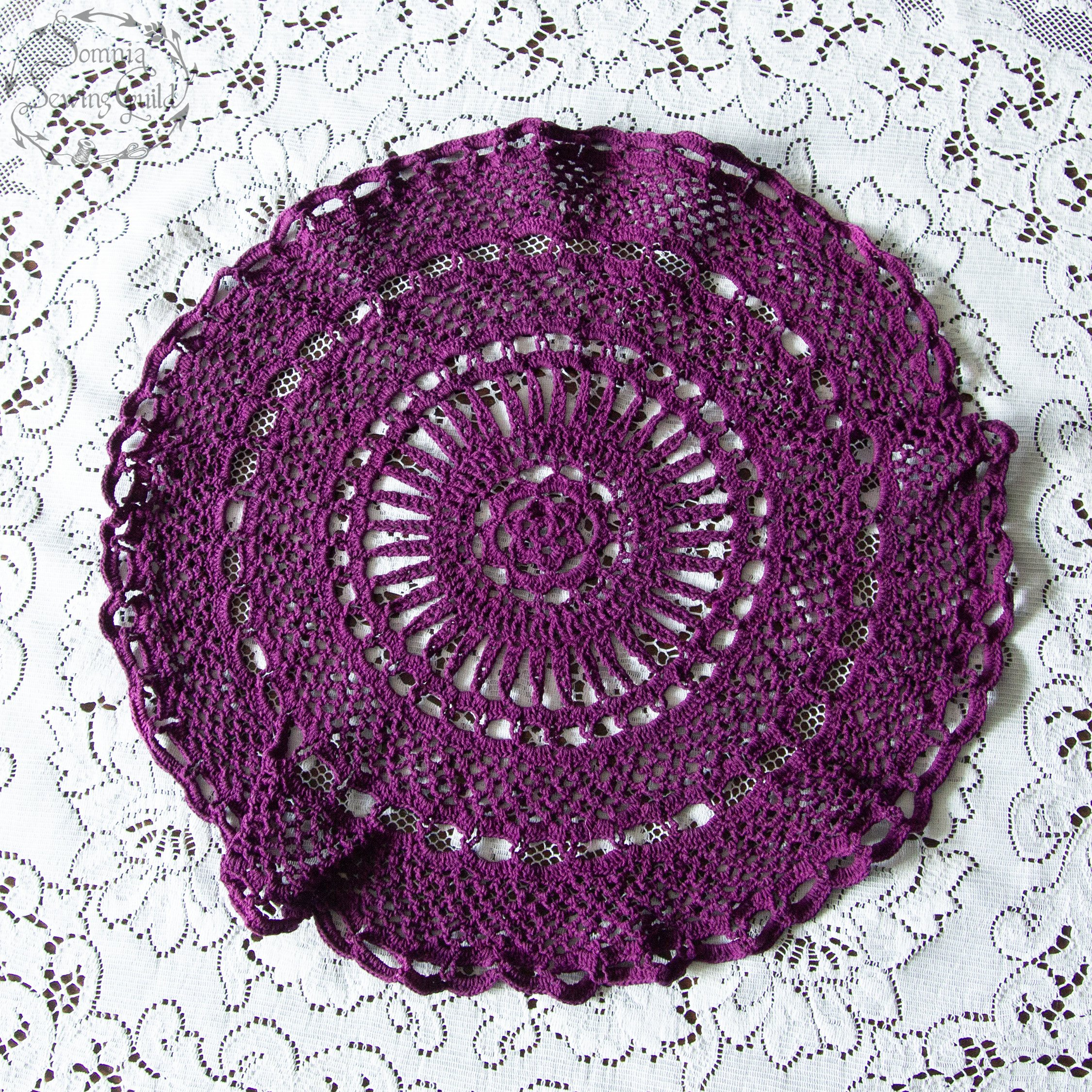 Vintage doily, hand dyed in a bright dark purple