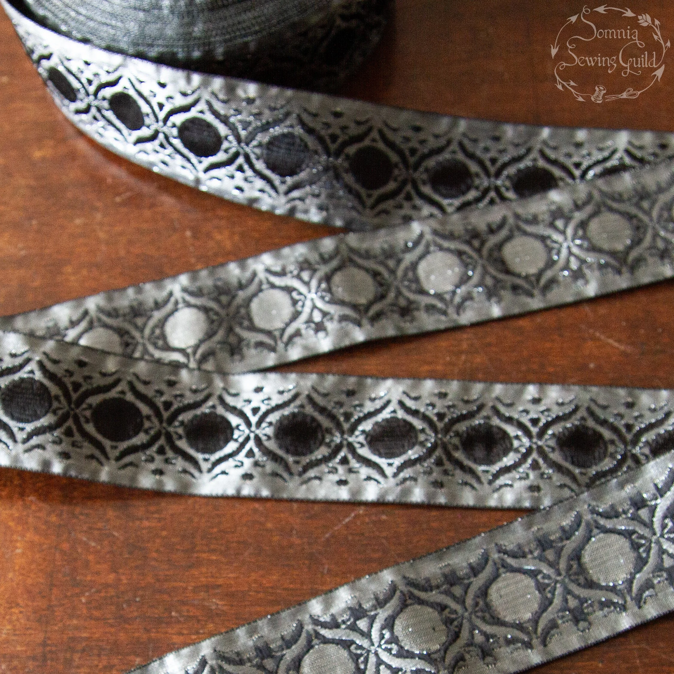 Vintage trim black with silver, lot of 13 1/2 yards (12,5 meter)