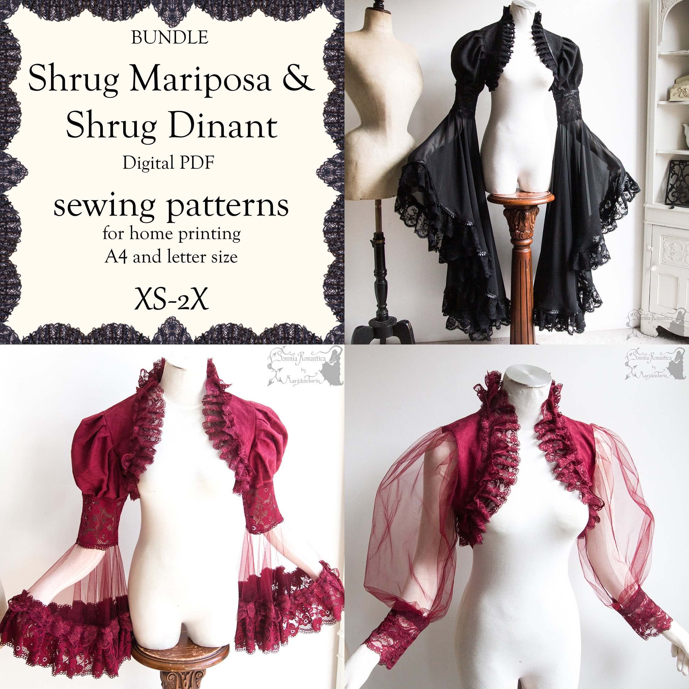 Shrug BUNDLE shrug Mariposa and Dinant, DIGITAL PDF sewing patterns (for A4 and letter size), XS-2X SSG 010, 011