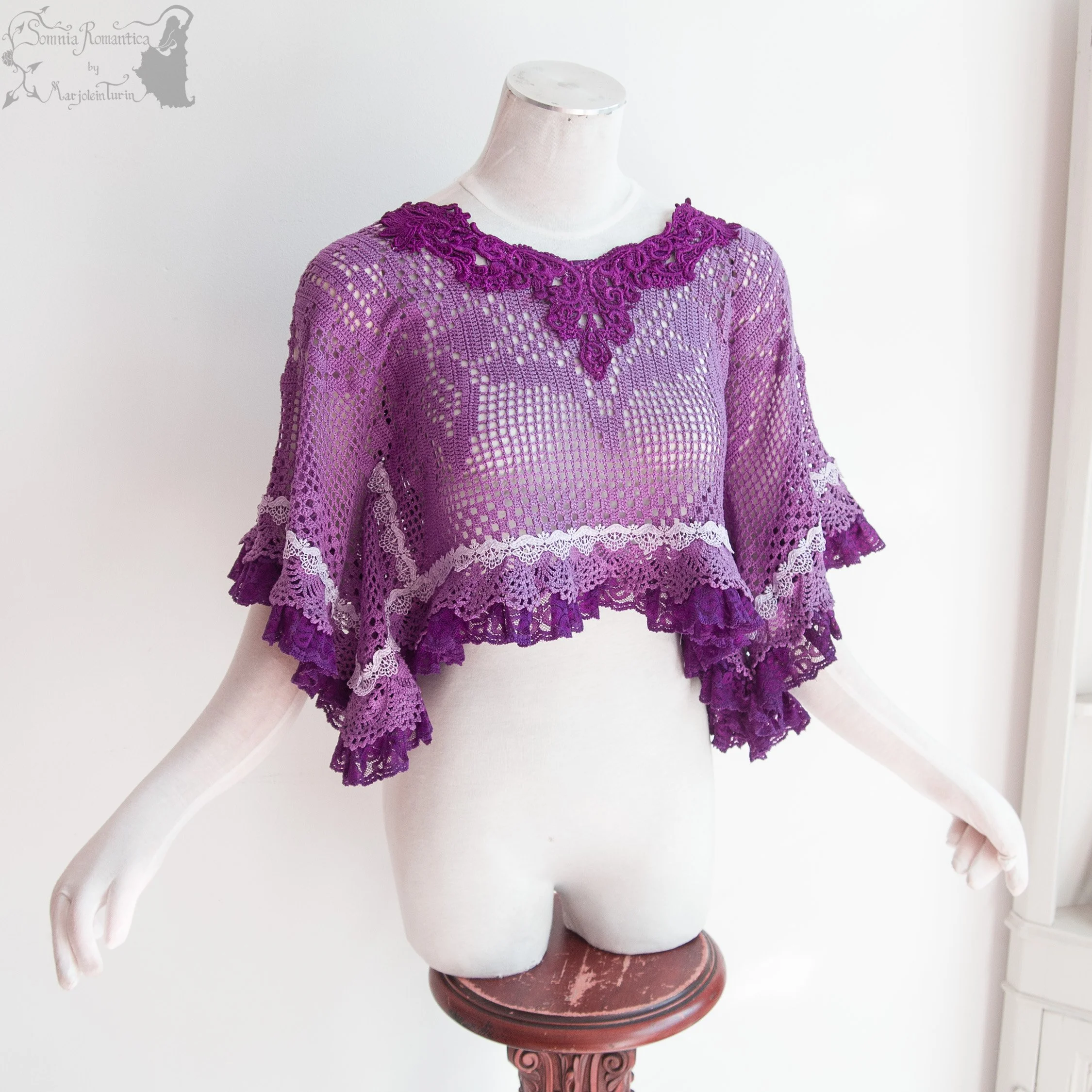 Top vintage doily, handdyed, S-L Spring Blossom collection 2026