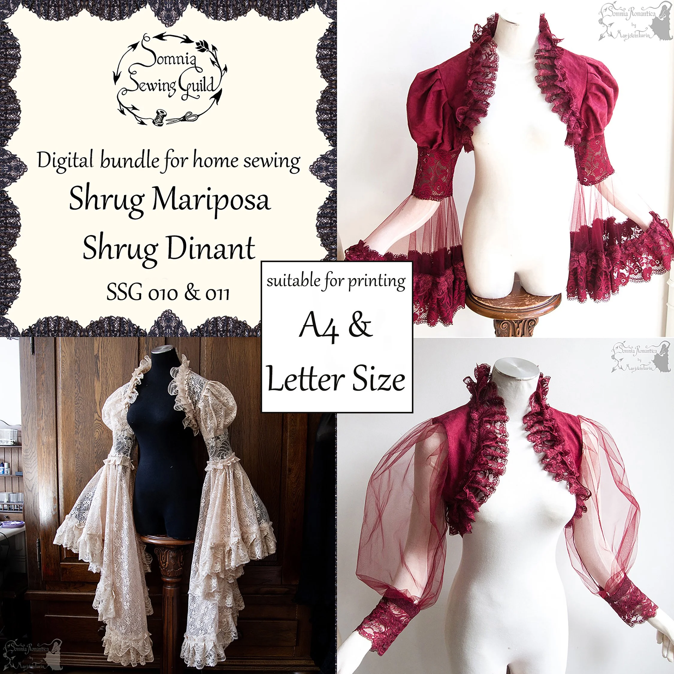 Shrug BUNDLE shrug Mariposa and Dinant, DIGITAL PDF sewing patterns (for A4 and letter size), XS-2X SSG 010, 011