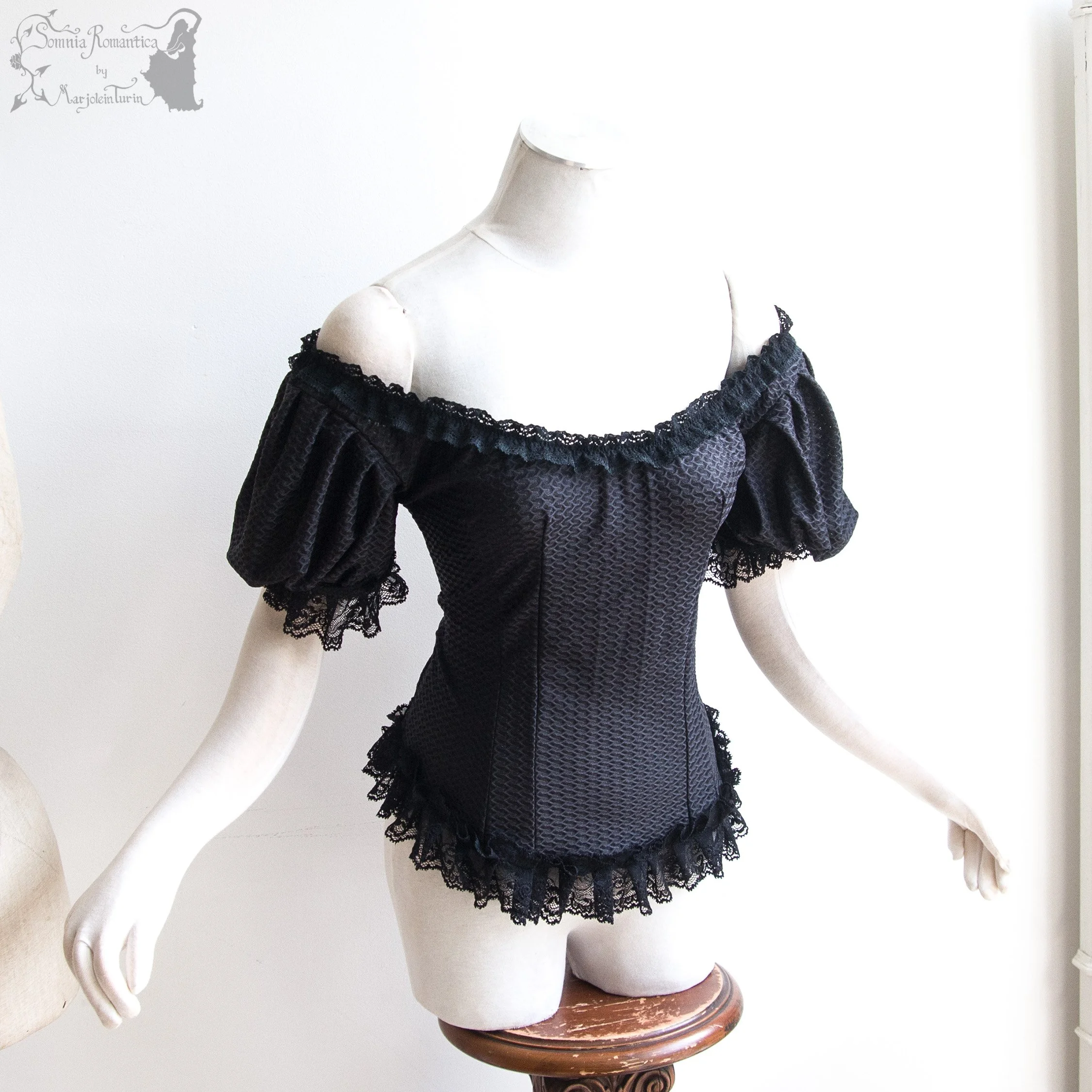 Top Frances, black textured lycra, (S-) M, sundry designs 2025