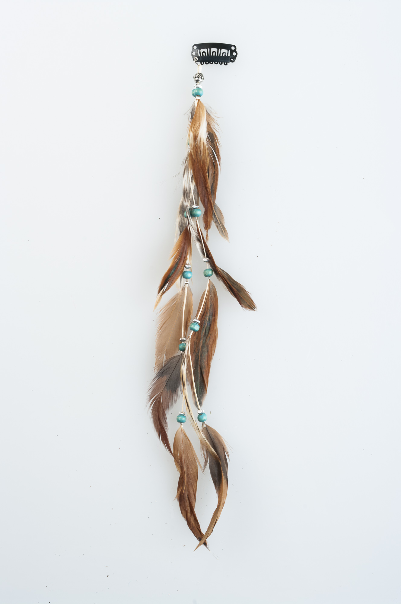 Chava Tribal Boho Feather Hair Clip — Moonflower Ibiza Chava Tribal Boho Feather Hair Clip — Moonflower Ibiza