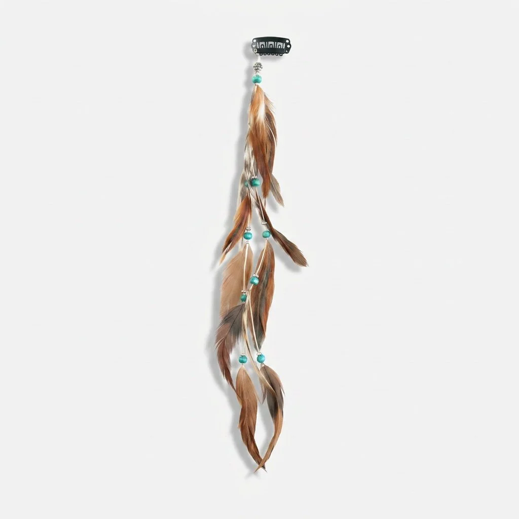 Chava Tribal Boho Feather Hair Clip