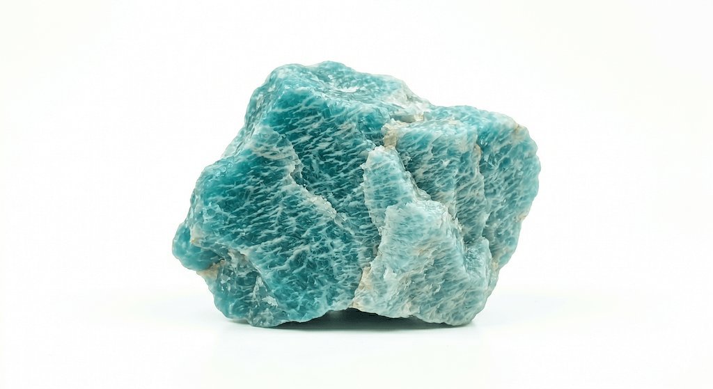 A blue and white raw mineral specimen with a rough, crystalline texture.