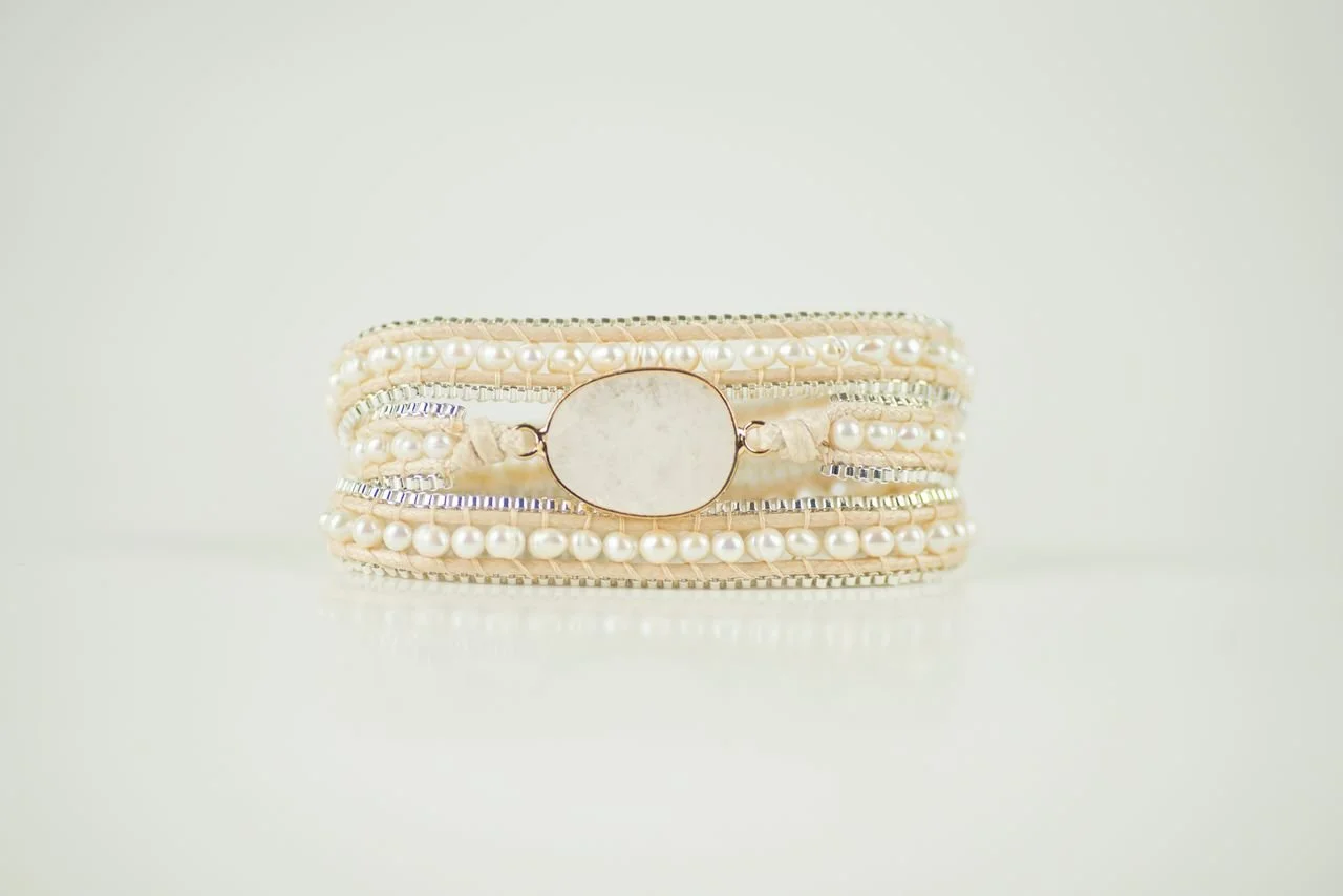 Clear Quartz & Pearl Bracelet
