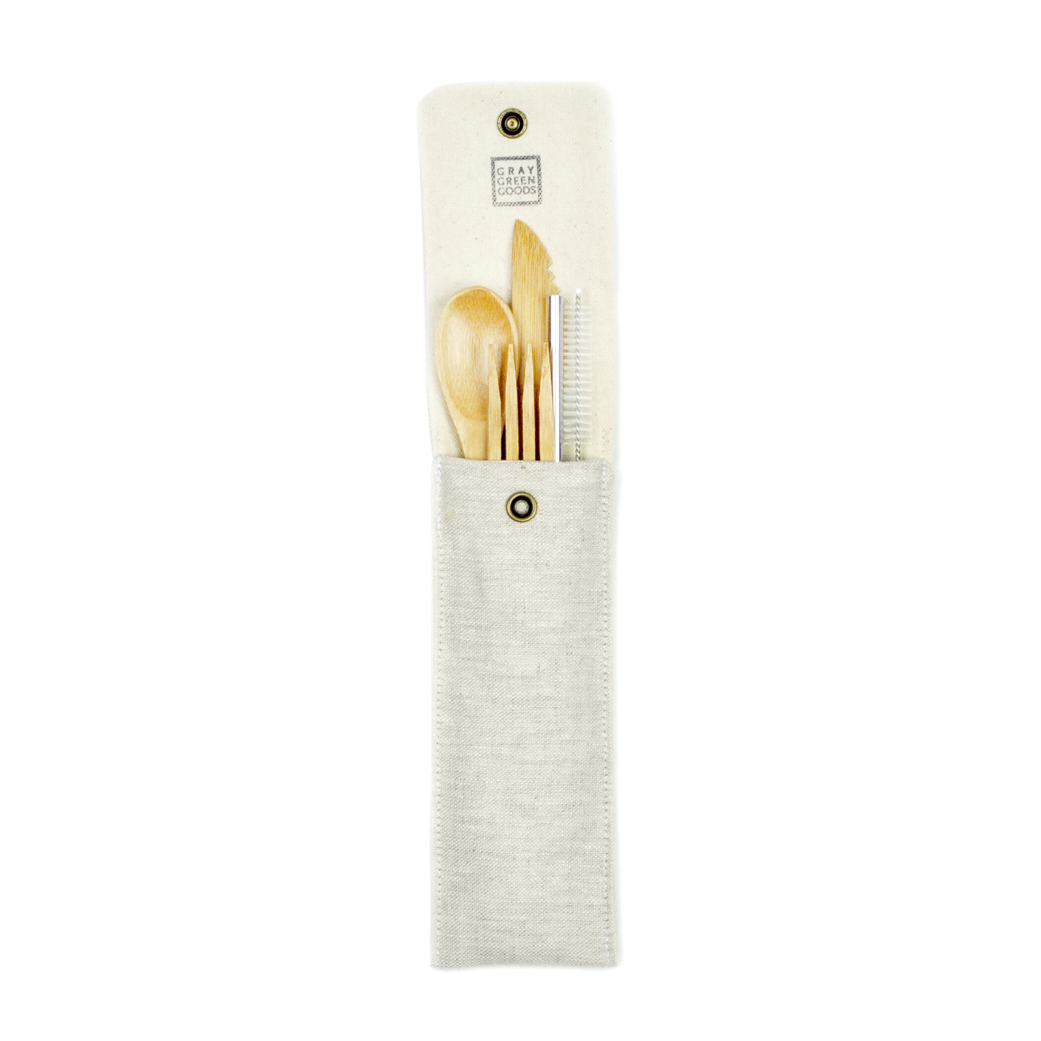 Reusable Linen Utensil Pouch/Natural