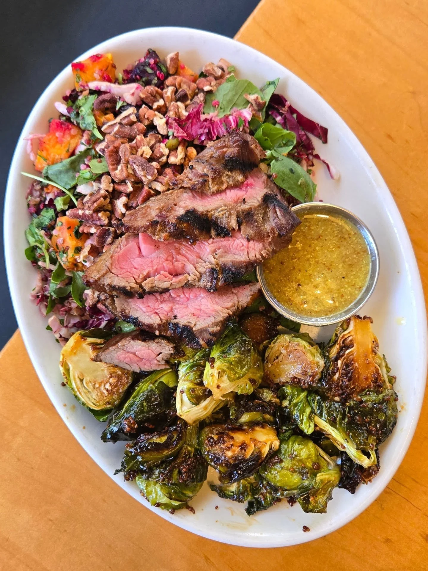 Brussels Sprouts fan club 👉  your season has arrived! 🙏

Our Be Square Combo is serving up Grilled Steak, Harvest Salad, and Roasted Brussels Sprouts&mdash;aka fall on a plate.🍂

Many of you love Brussels Sprouts and would like to have them on the