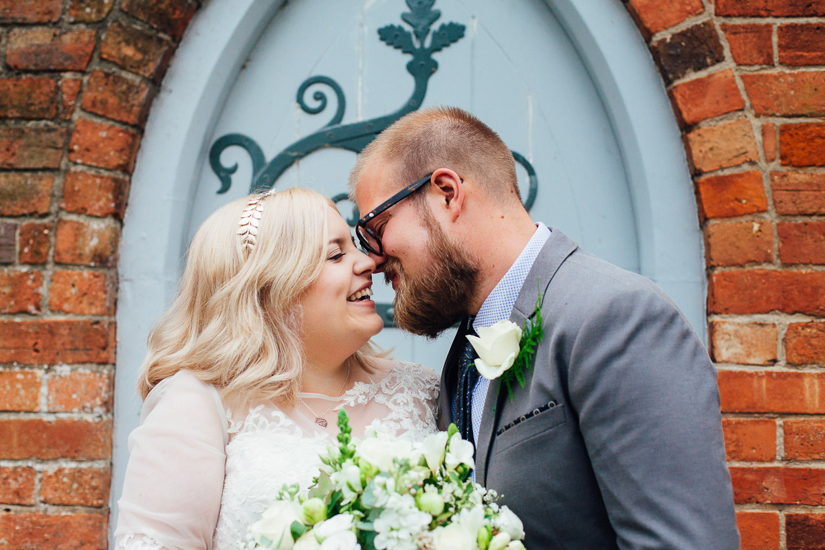 Cute Couple Photo DIY Back Garden Wedding, Newark