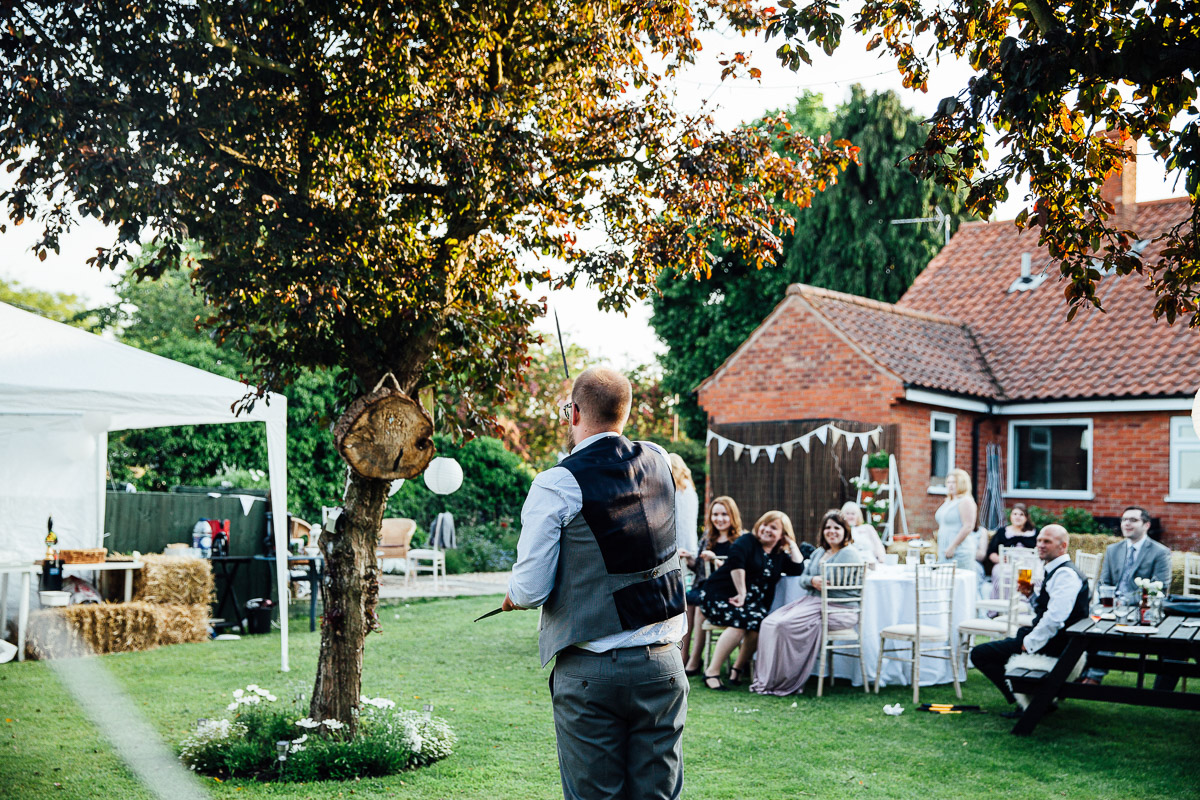 Axe Throwing DIY Back Garden Wedding, Newark
