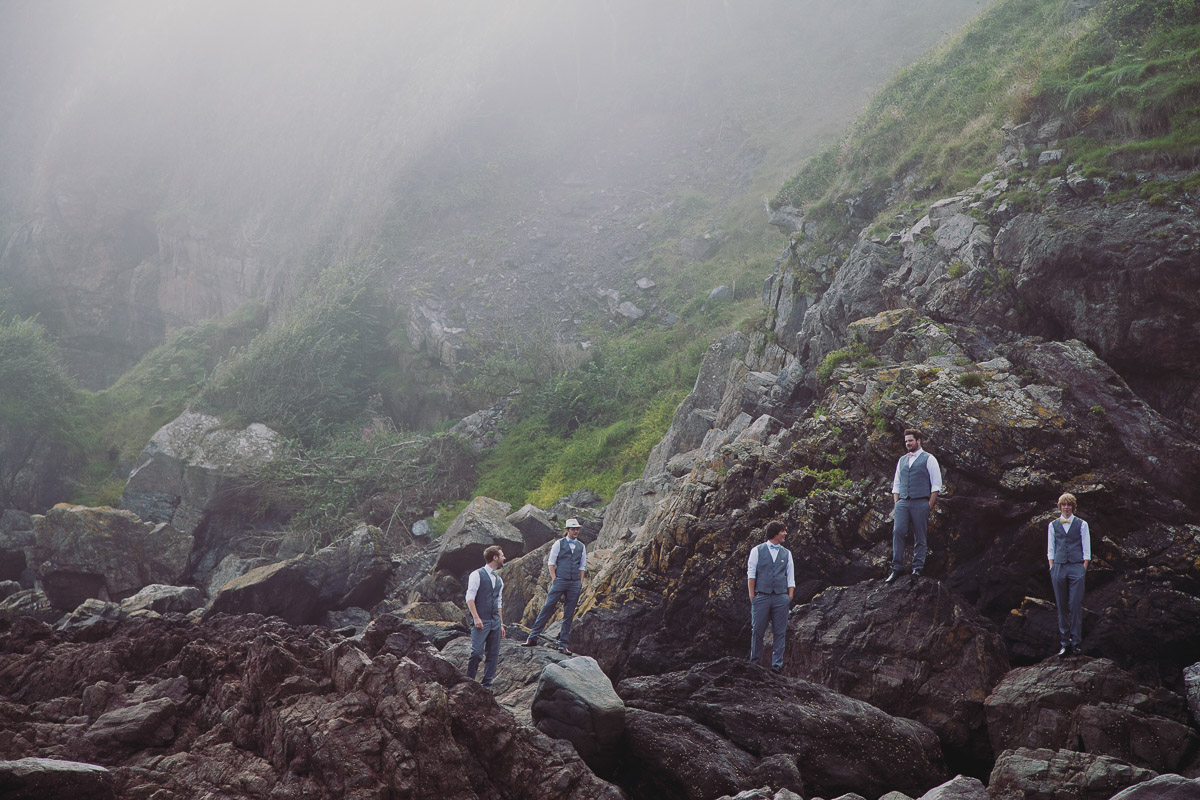 Alternative Groomsmen Beach Portrait - UK Alternative Wedding Photography Chloe Lee Photo