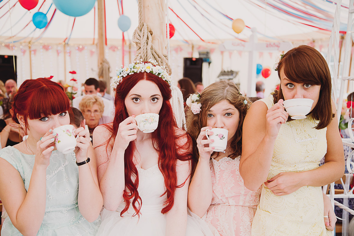 Disney Inspired Wedding Bridal Party Teacups - UK Alternative Wedding Photography Chloe Lee Photo