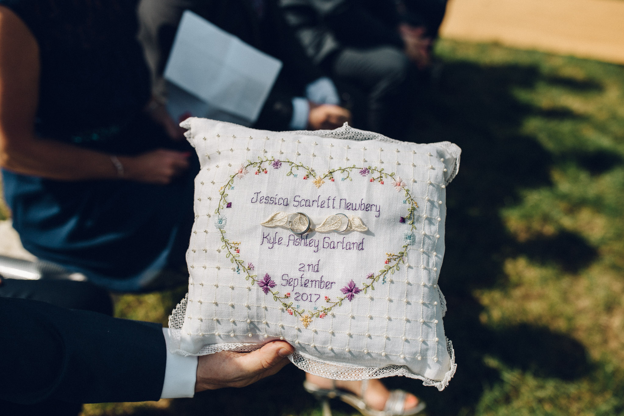 Embroidered ring cushion Alternative Wedding Photography - I Do The Country Wed, Quainton