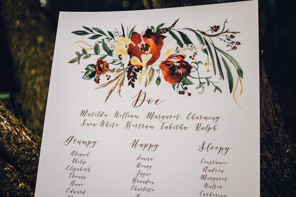 Disney Snow White Table Plan Ideas - Alternative Essex Wedding Photographer