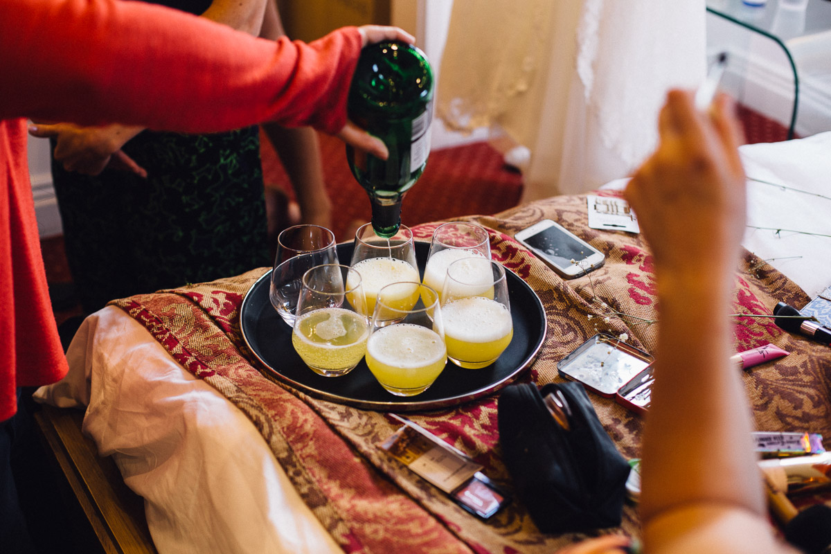 Bridal Preparations Bucks Fizz Being Poured