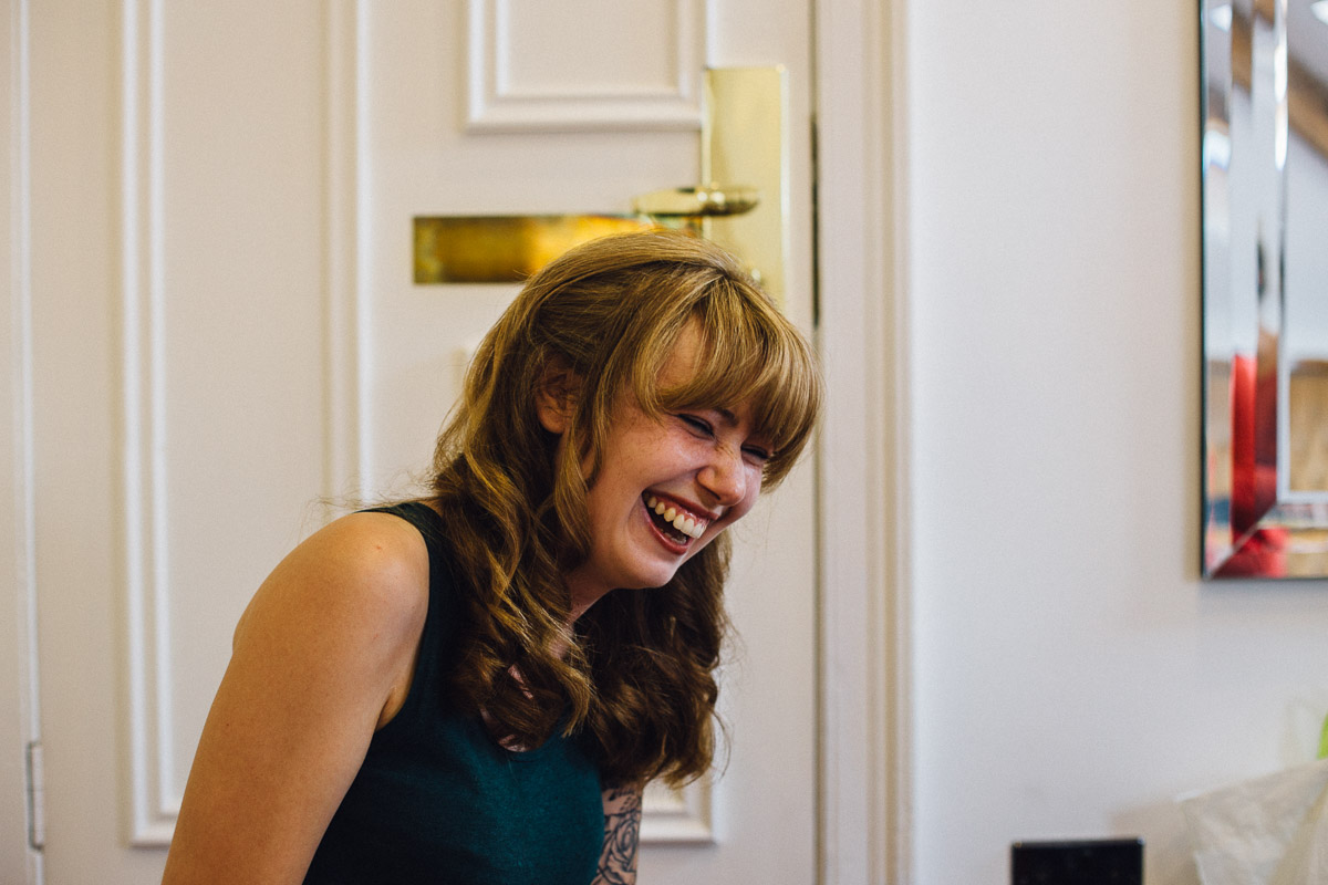 Laughing During Bridal Prep