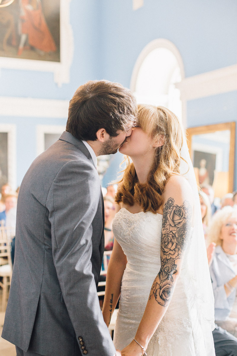 Bride and Groom First Kiss 