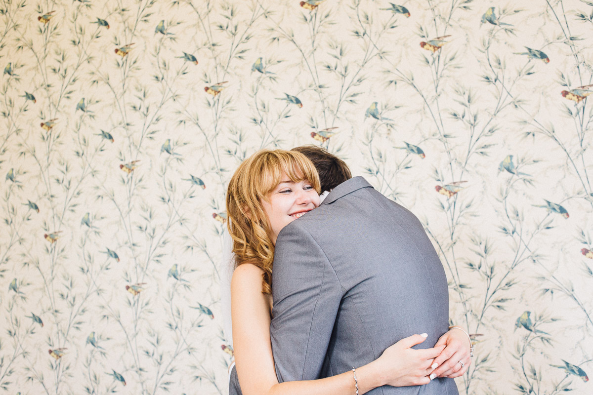 Bride and Groom Hug During Couple Photos