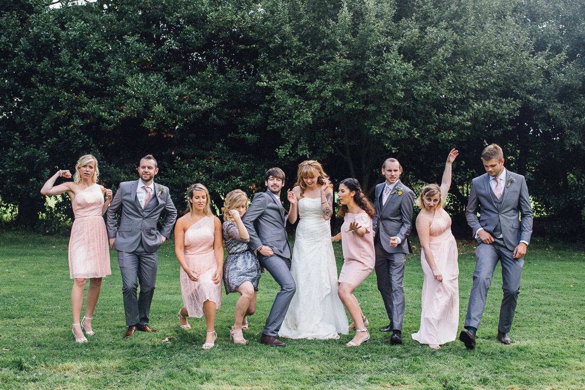 Bridal Party pull Funny Poses for Group Shots