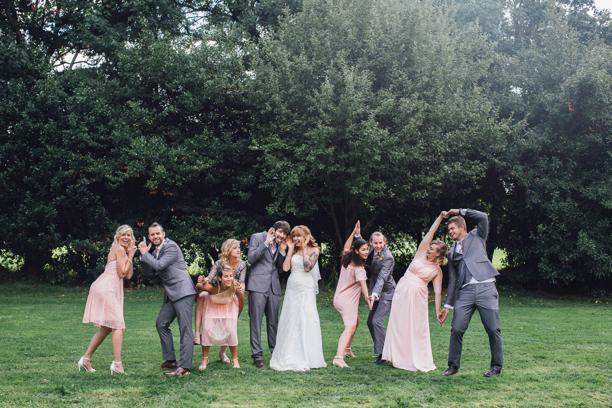Bridal Party pull Funny Poses for Group Shots